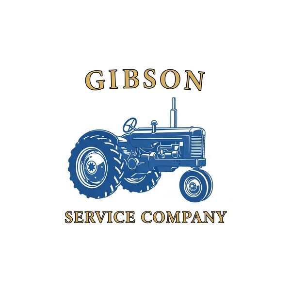 Gibson Service Company logo: blue tractor